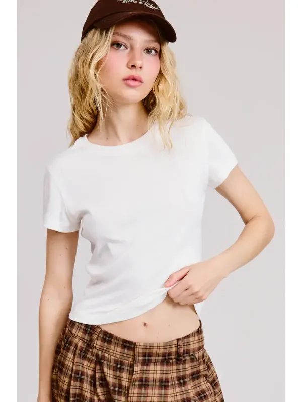 Mimosa Basic Short Sleeve Baby Tee in Ivory