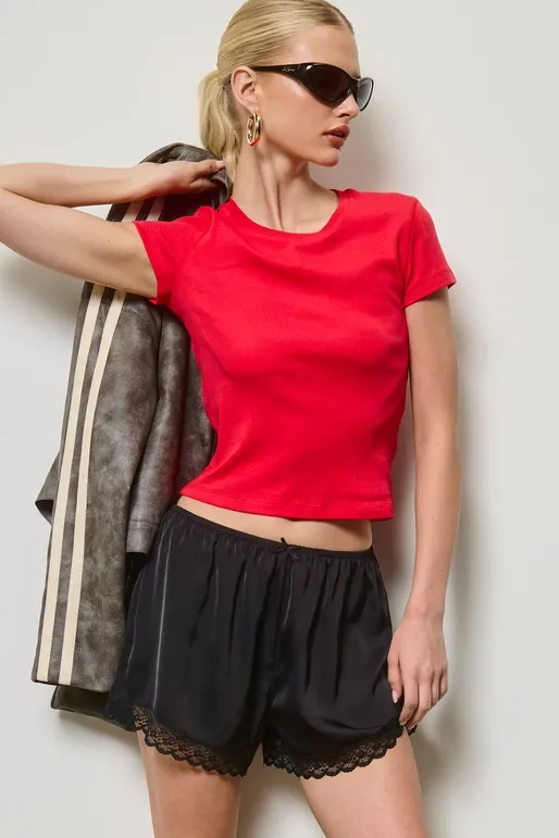 Mimosa Basic Short Sleeve Baby Tee in Red