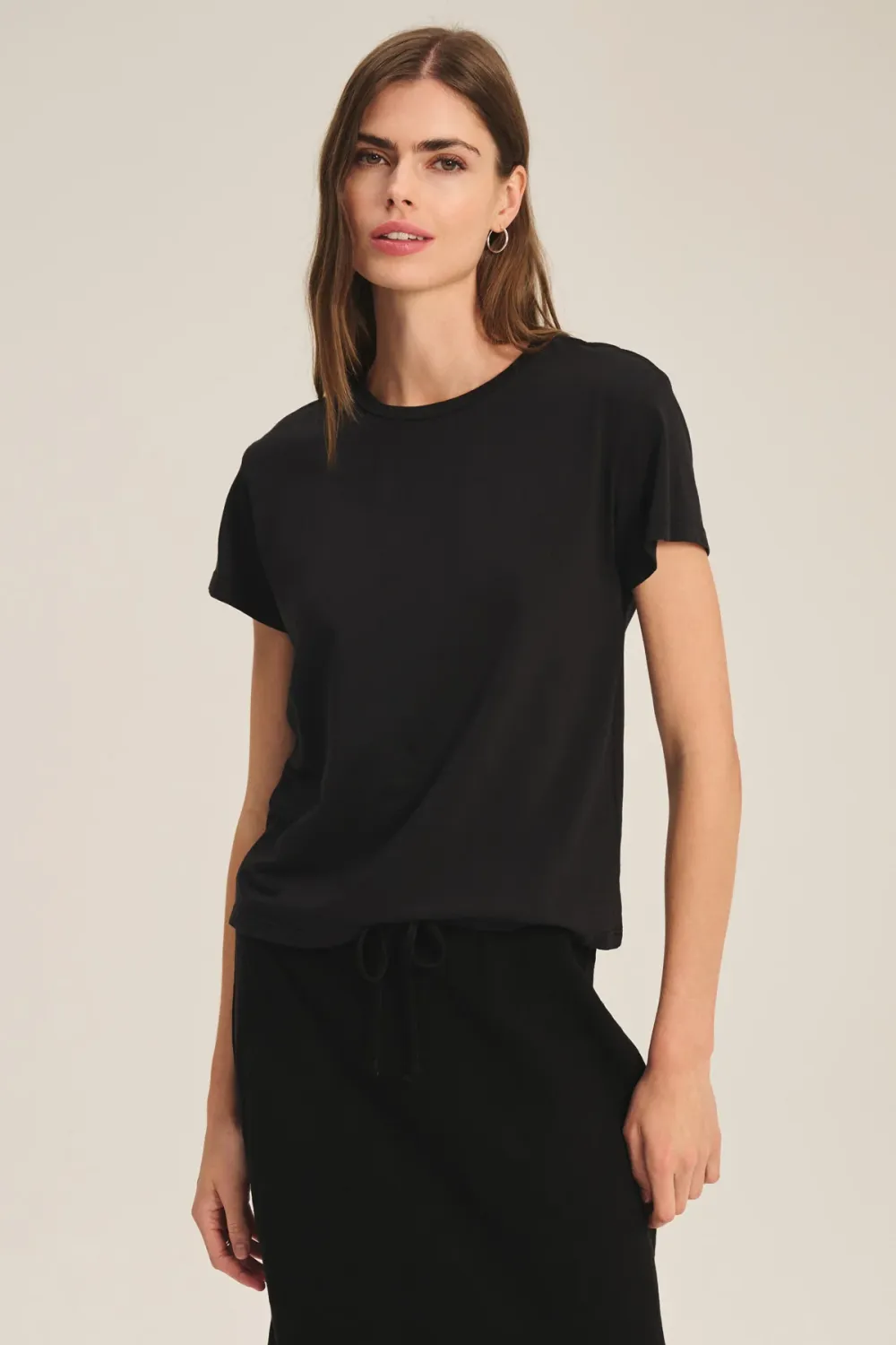 Velvet Tia Cotton Jersey Tee in Black