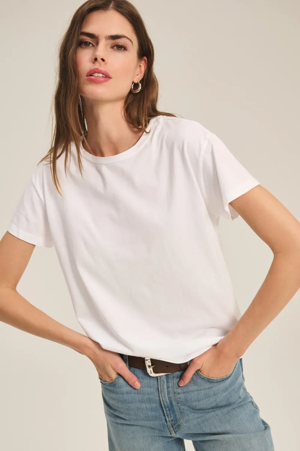 Velvet Tia Cotton Jersey Tee in White