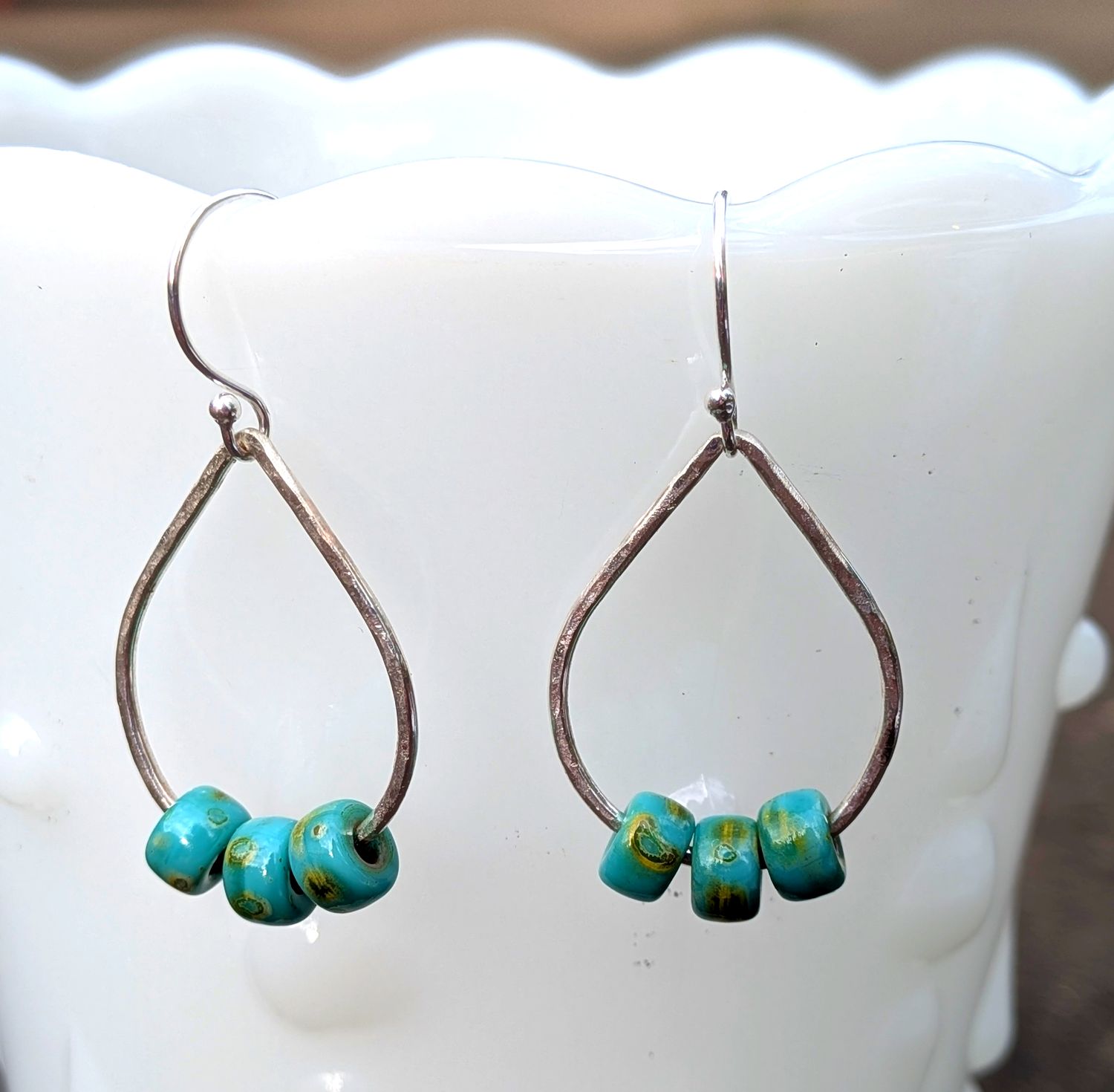 Savage Roots Spring Earrings in Turquoise & Sterling Silver Savage Roots Spring Earrings in Turquoise & Sterling Silver