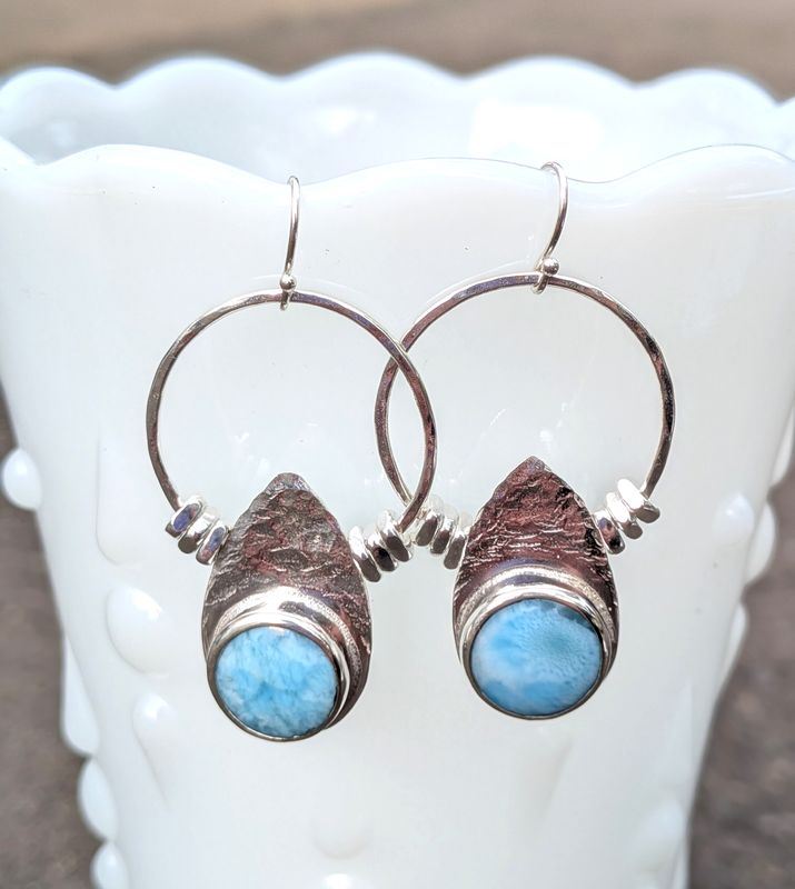 Savage Roots Kailani Earrings in Larimar & Sterling Silver Savage Roots Kailani Earrings in Larimar & Sterling Silver