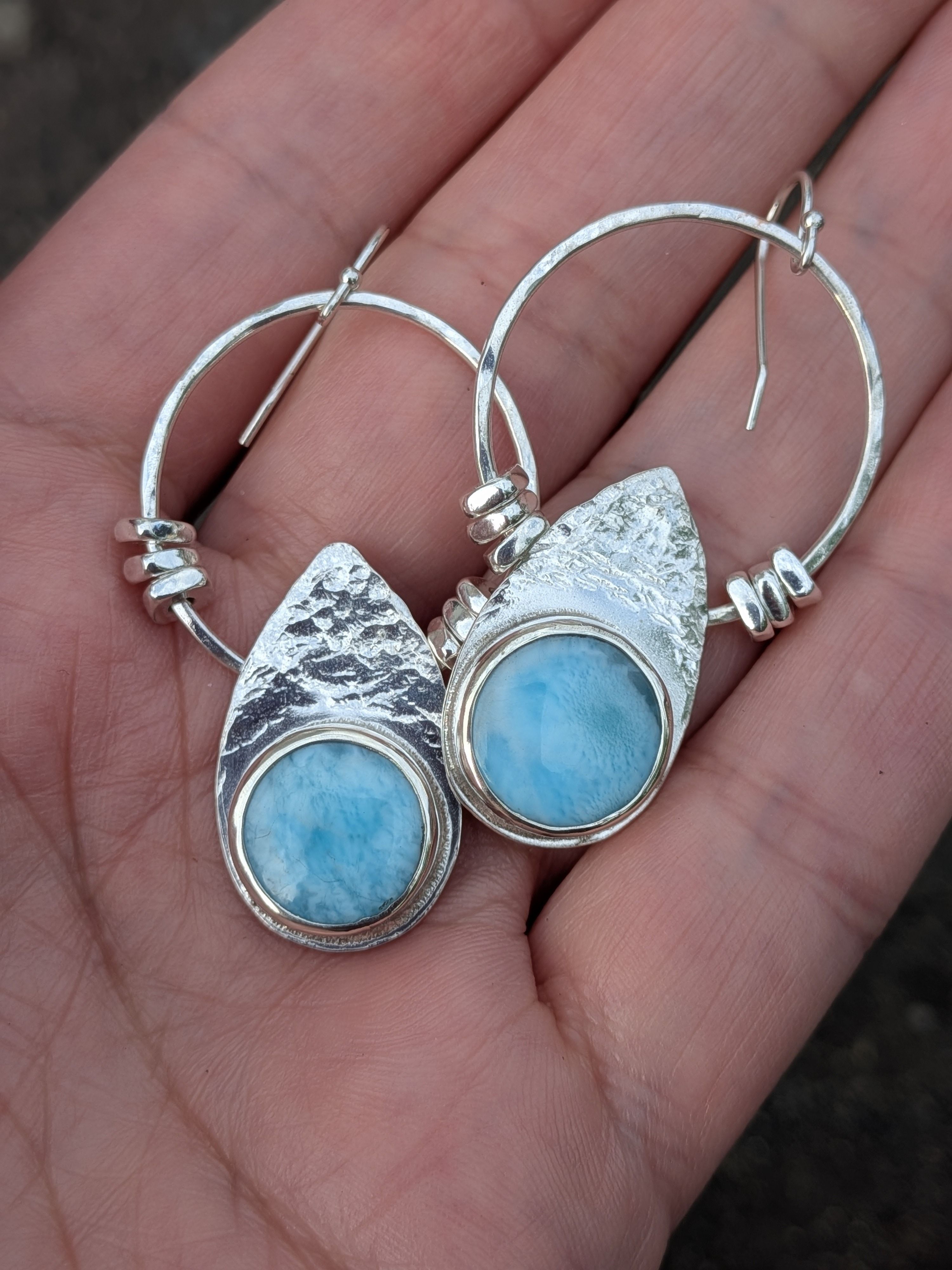 Savage Roots Kailani Earrings in Larimar & Sterling Silver