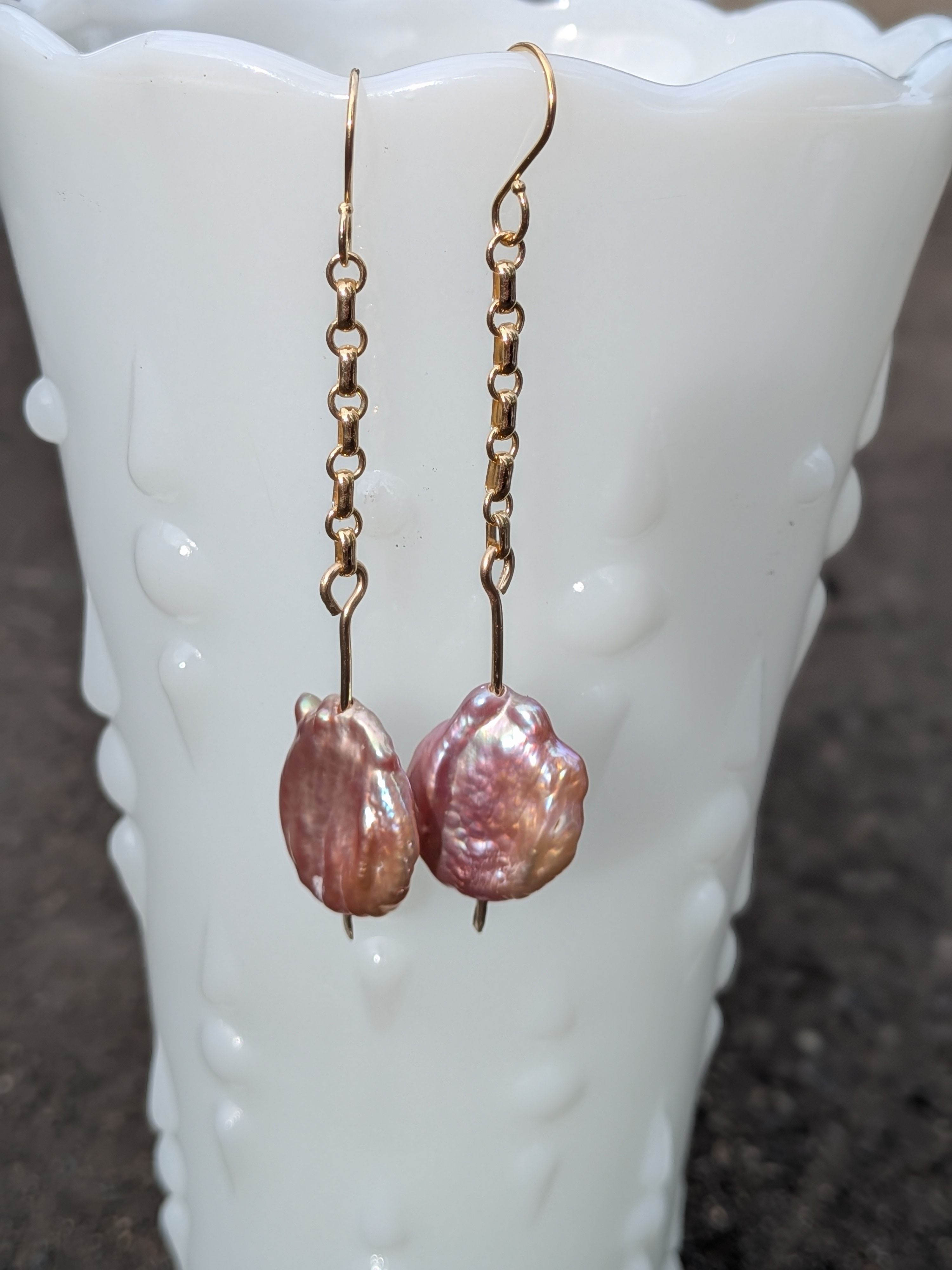Savage Roots Honey Earrings in Baroque Pearl & 14KGF