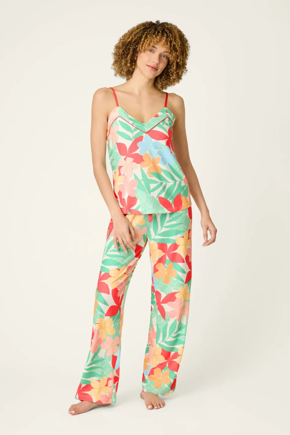 PJ Salvage The Coastal Club Long 2pc PJ Set in Sunset Blooms