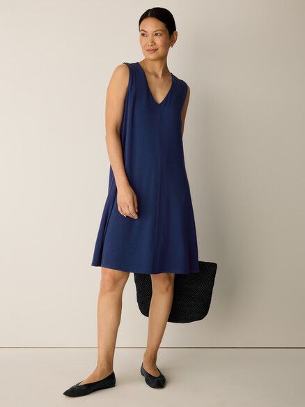 Eileen Fisher Fine Jersey Easy Dress in Deep Dive