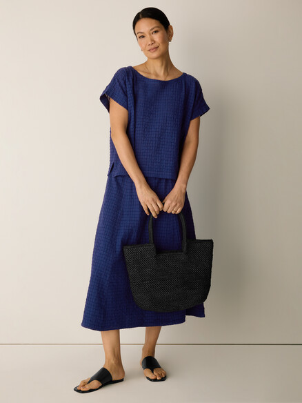 Eileen Fisher Organic Cotton Voile Box Square Top in Deep Dive