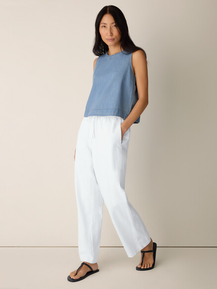 Eileen Fisher Lightweight Organic Cotton Denim Shell in Light Wash