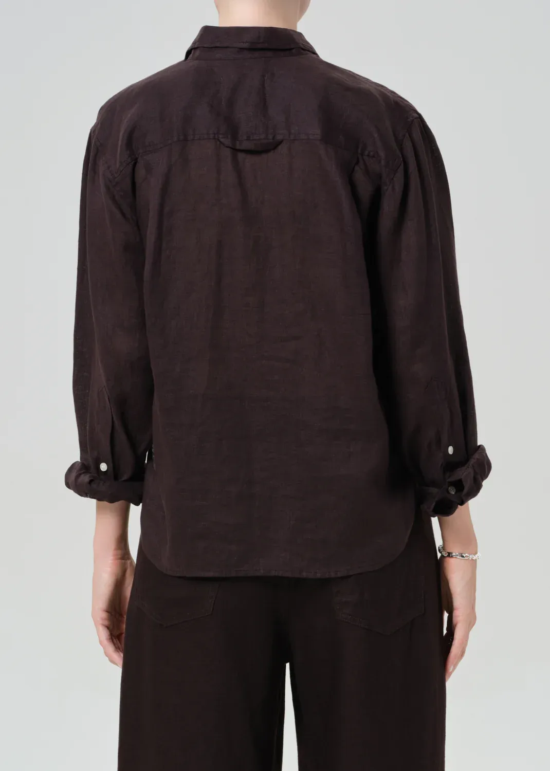 Citizens of Humanity Kayla Shrunken Linen Shirt in Chocolate
