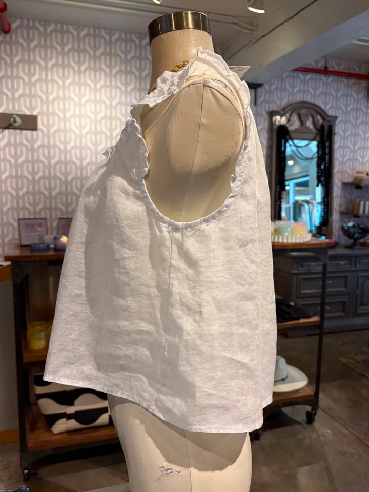 Velvet Tana Woven Linen Top in White