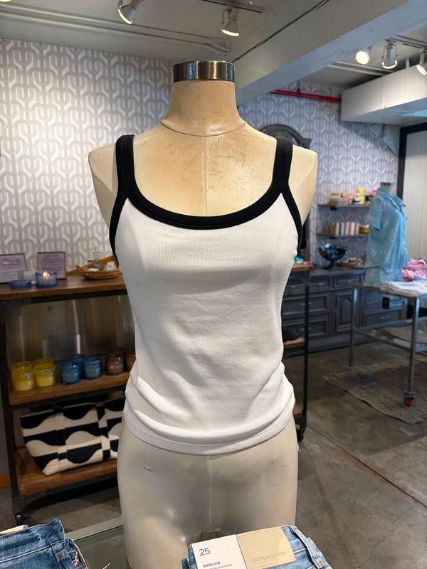 Velvet Belle Modal Rib Tank in White/Black