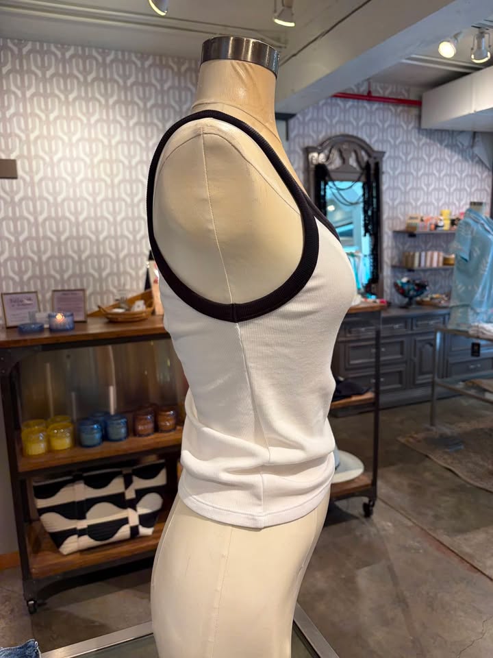 Velvet Belle Modal Rib Tank in White/Black