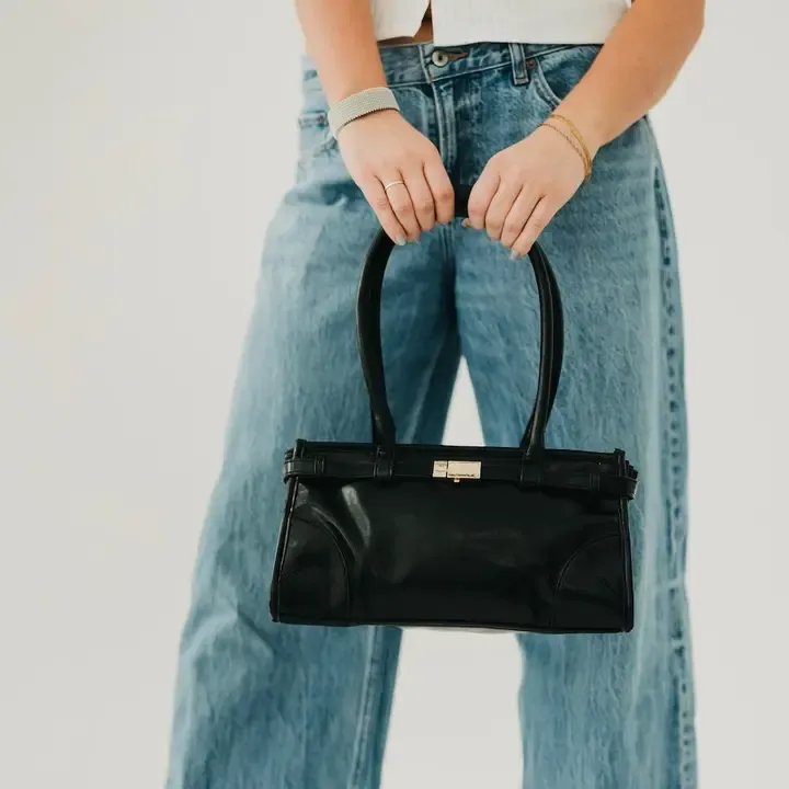 Pretty Simple Ethel Vegan Leather Shoulder Bag in Black Pretty Simple Ethel Vegan Leather Shoulder Bag in Black