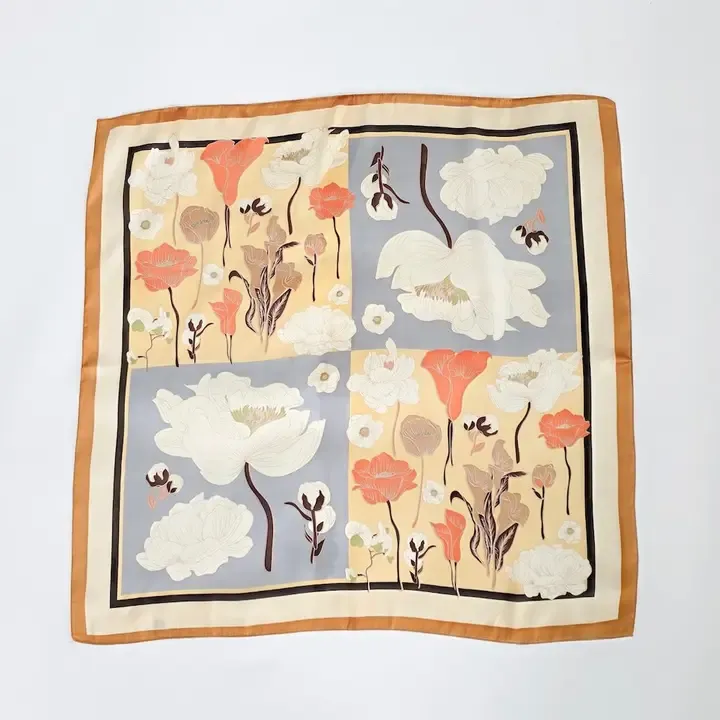 Pretty Simple Fiona Floral Square Scarf in Taupe Pretty Simple Fiona Floral Square Scarf in Taupe
