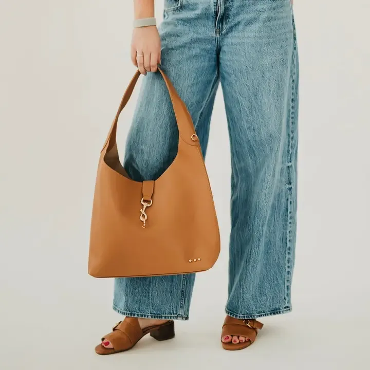 Pretty Simple Haddie Hobo Vegan Leather Tote in Brown Pretty Simple Haddie Hobo Vegan Leather Tote in Brown