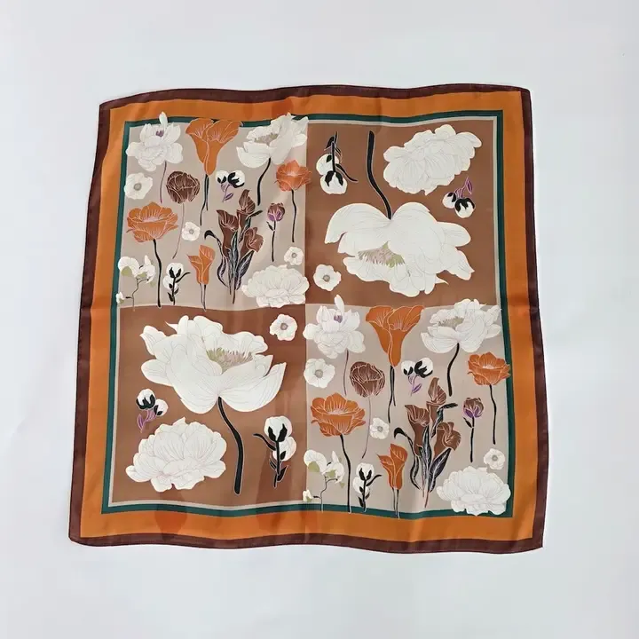 Pretty Simple Fiona Floral Square Scarf in Brown Pretty Simple Fiona Floral Square Scarf in Brown