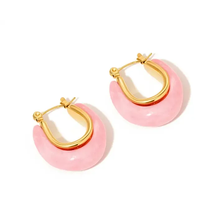 Pretty Simple Frenchie Resin Hoops (Waterproof) in Pink Pretty Simple Frenchie Resin Hoops (Waterproof) in Pink