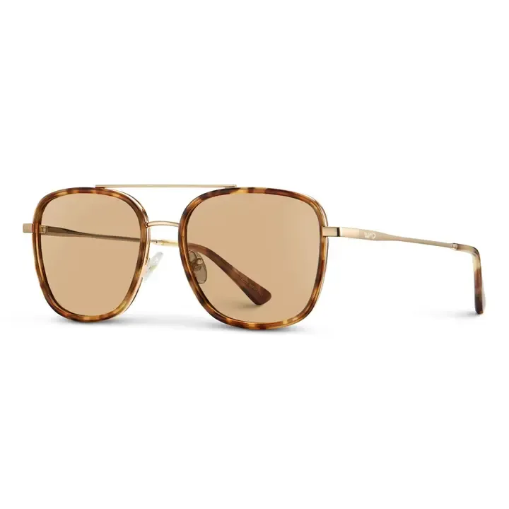 WMP Gia Square Frame Sunglasses in Honeycomb Tortoise/Gold Tinted Lens