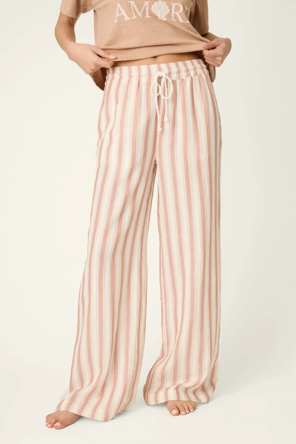 PJ Salvage Breeze By The Sea Stripe Pants in Suntan