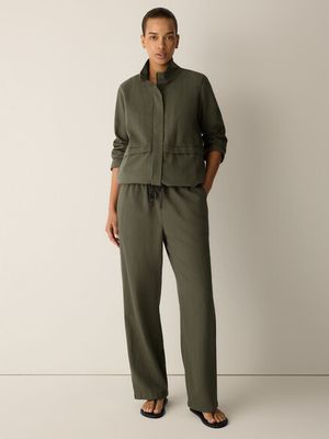 Eileen Fisher Slubby Organic Cotton Linen Straight Pant in Olive Eileen Fisher Slubby Organic Cotton Linen Straight Pant in Olive
