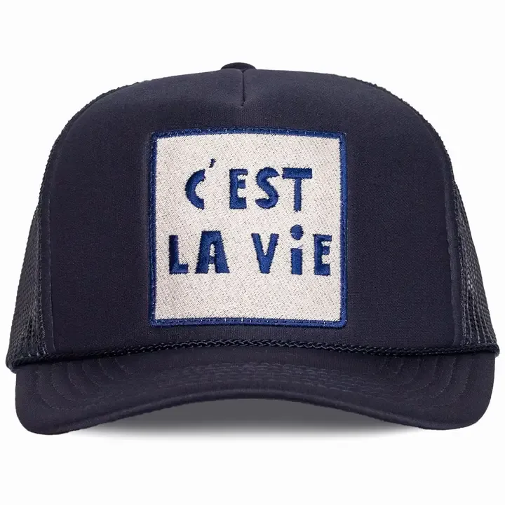 Friday Feelin' C'est La Vie Trucker Hat in Navy