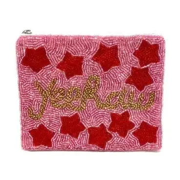Pizzazz, Inc. Pink Yeehaw Beaded Coin Pouch Pizzazz, Inc. Pink Yeehaw Beaded Coin Pouch