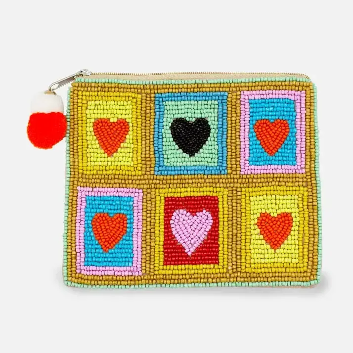 Pizzazz, Inc. Love Blocks Beaded Coin Pouch Pizzazz, Inc. Love Blocks Beaded Coin Pouch