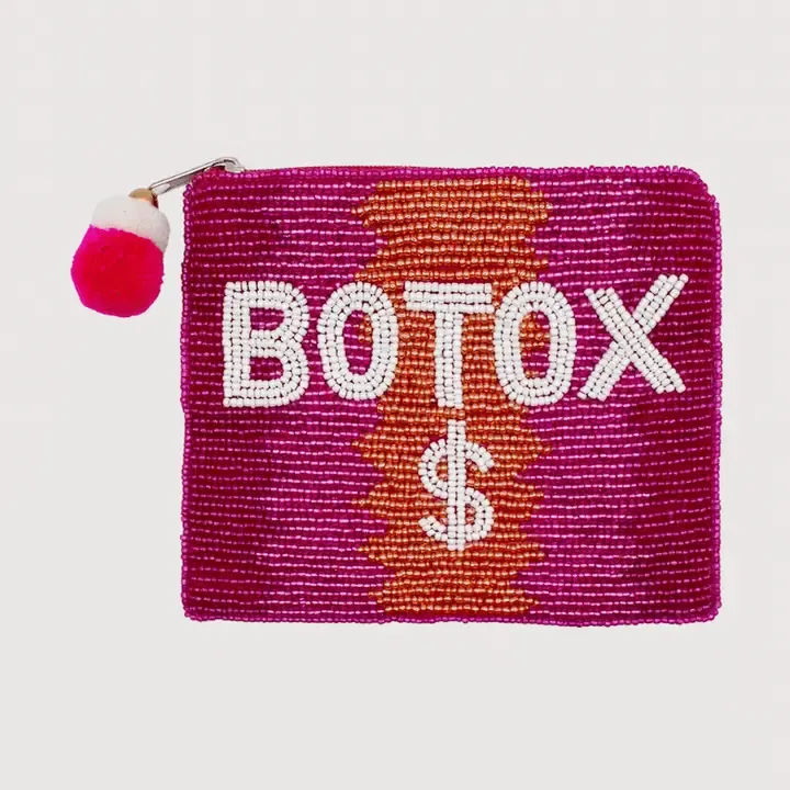 Pizzazz, Inc. Pink Botox $ Beaded Coin Pouch