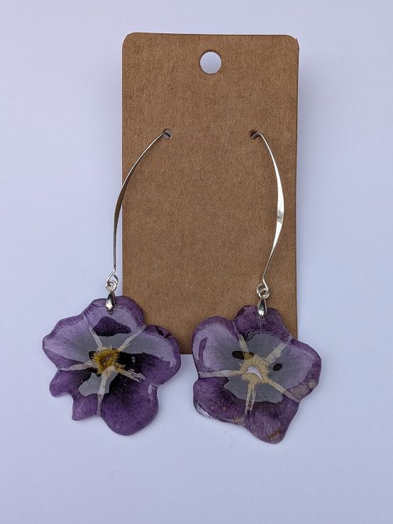 JM Studios Handmade Flower Petal Earrings in Purple - #2