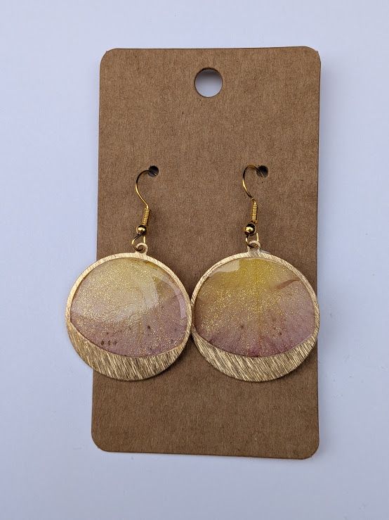 JM Studios Handmade Flower Petal Earrings in Golden Sparkle- #1