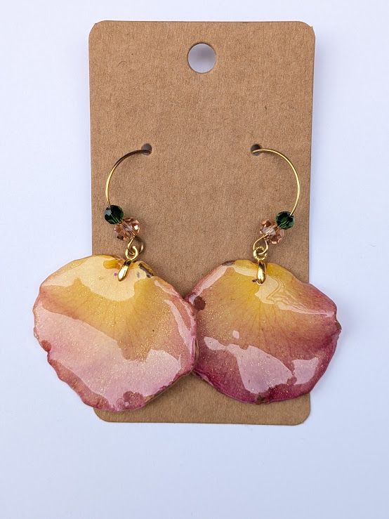 JM Studios Handmade Flower Petal Earrings in Rose Sparkle - #4 JM Studios Handmade Flower Petal Earrings in Rose Sparkle - #4