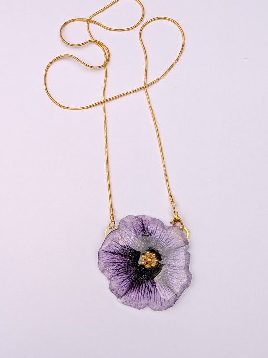 JM Studios Handmade Flower Petal Necklace in Purple & Gold - #6