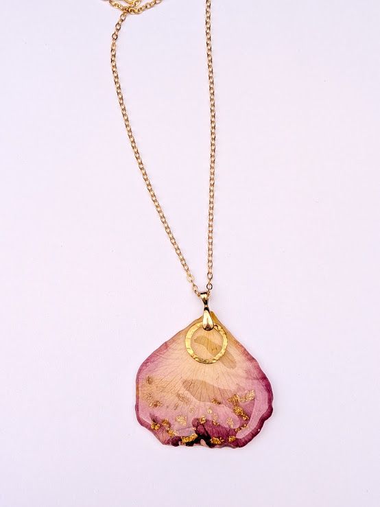 JM Studios Handmade Flower Petal Necklace in Rose & Gold- #7