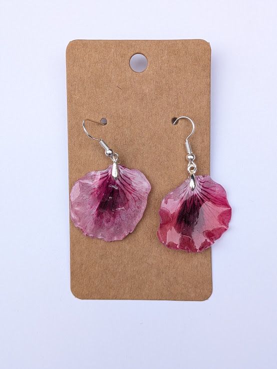 JM Studios Handmade Flower Petal Earrings in Rosy Pink - #3
