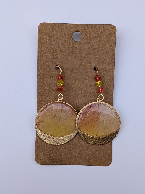 JM Studios Handmade Flower Petal Earrings in Peachy Gold - #10