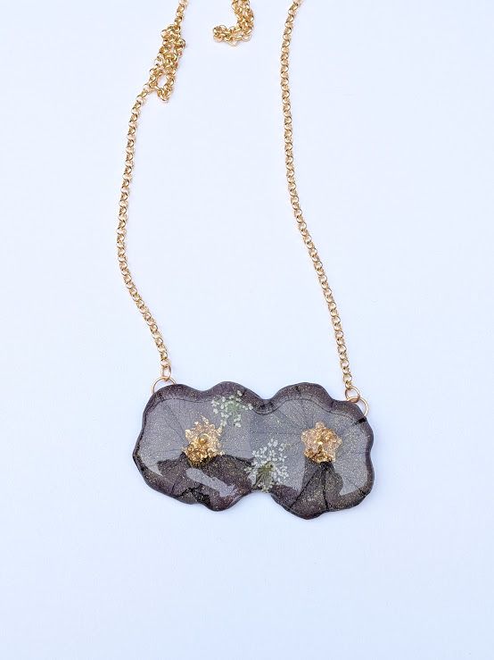JM Studios Handmade Flower Petal Necklace in Purple & Gold- #4 JM Studios Handmade Flower Petal Necklace in Purple & Gold- #4