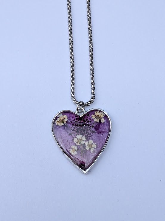 JM Studios Handmade Flower Petal Necklace in Purple Heart - #16