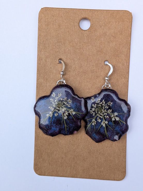 JM Studios Handmade Flower Petal Earrings in Purple Sparkle - #5