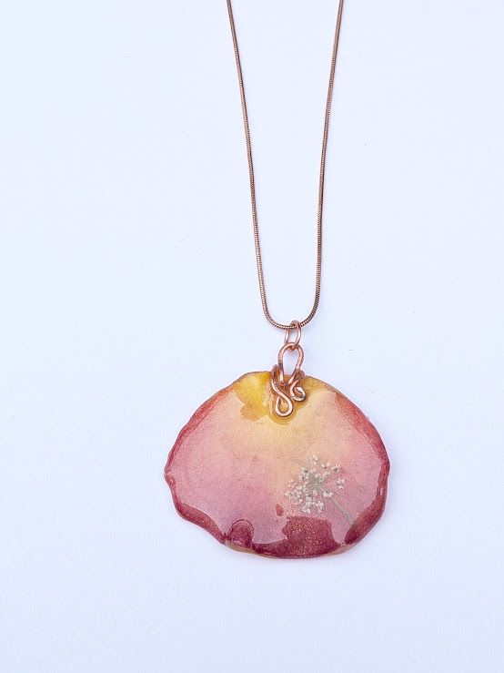 JM Studios Handmade Flower Petal Necklace in Sunset Sparkle- #2 JM Studios Handmade Flower Petal Necklace in Sunset Sparkle- #2