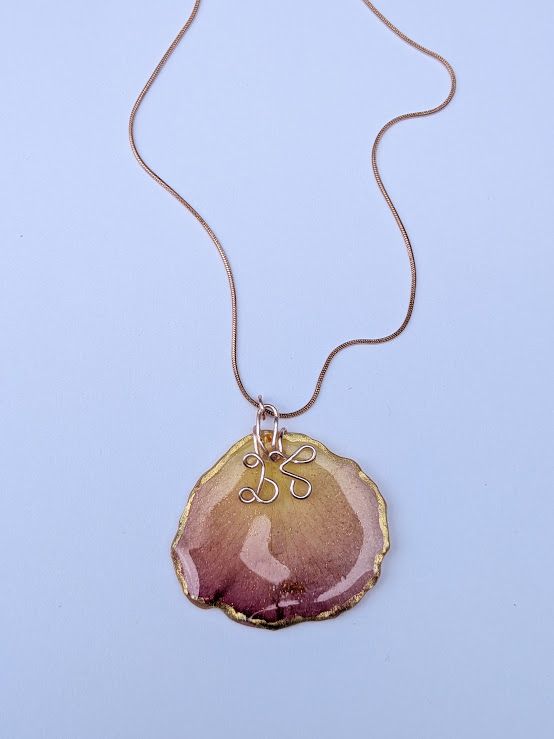 JM Studios Handmade Flower Petal Necklace in Sunset Rose - #21
