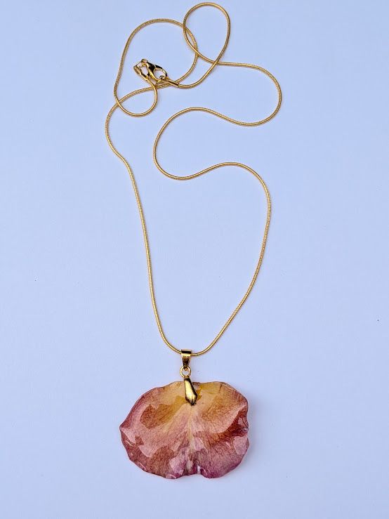 JM Studios Handmade Flower Petal Necklace in Rose & Gold- #14
