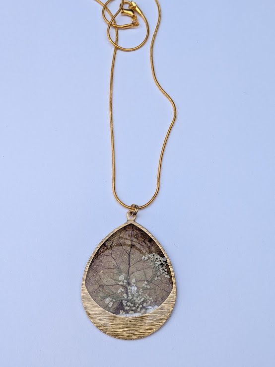 JM Studios Handmade Flower Petal Necklace in Pink & Gold - #9 JM Studios Handmade Flower Petal Necklace in Pink & Gold - #9