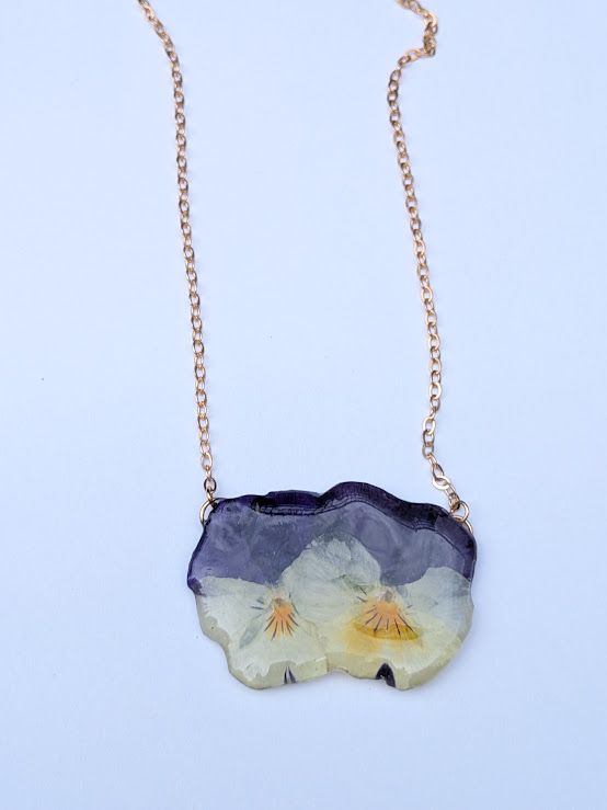 JM Studios Handmade Flower Petal Necklace in Purple Pansy - #22