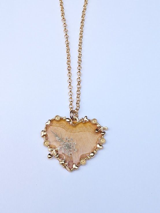 JM Studios Handmade Flower Petal Necklace in Yellow Heart - #17 JM Studios Handmade Flower Petal Necklace in Yellow Heart - #17