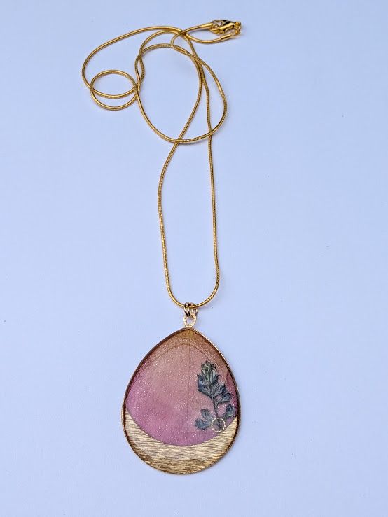 JM Studios Handmade Flower Petal Necklace in Pink & Gold - #13