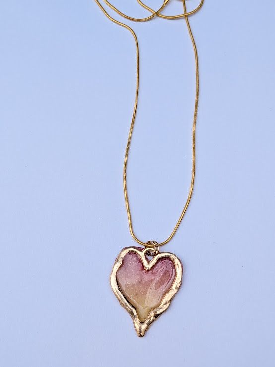 JM Studios Handmade Flower Petal Necklace in Pink Heart - #11