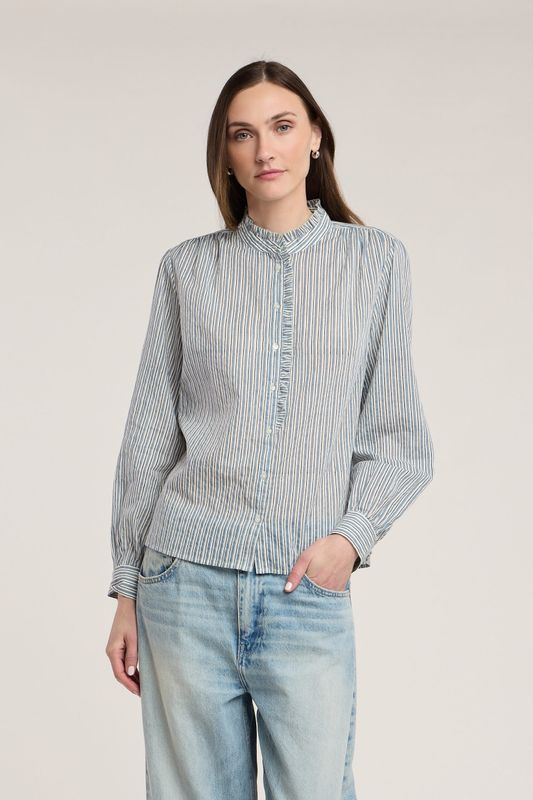 Velvet Betty Hand Block Stripe Ruffle Top in Multi Velvet Betty Hand Block Stripe Ruffle Top in Multi