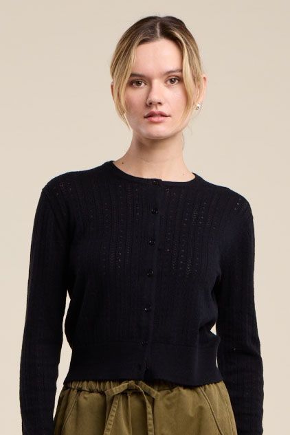 Velvet Lavina Lux Cotton Cashmere Cardigan in Black