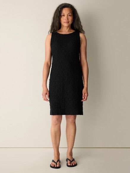 Eileen Fisher Bubble Jacquard Bateau Neck Dress in Black Eileen Fisher Bubble Jacquard Bateau Neck Dress in Black