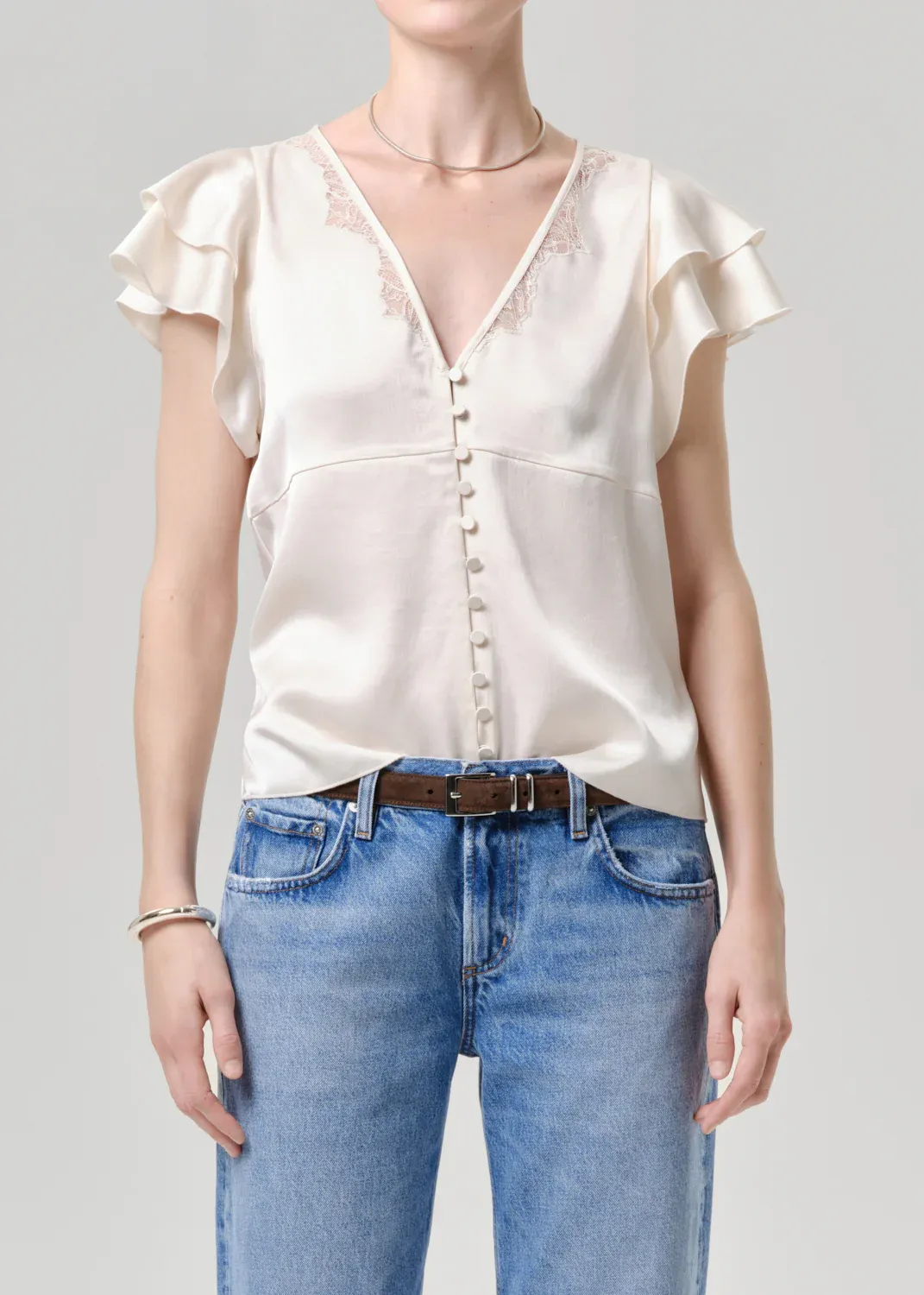 Citizens of Humanity Lola Flutter Lace Sleeve Top in Cream Citizens of Humanity Lola Flutter Lace Sleeve Top in Cream